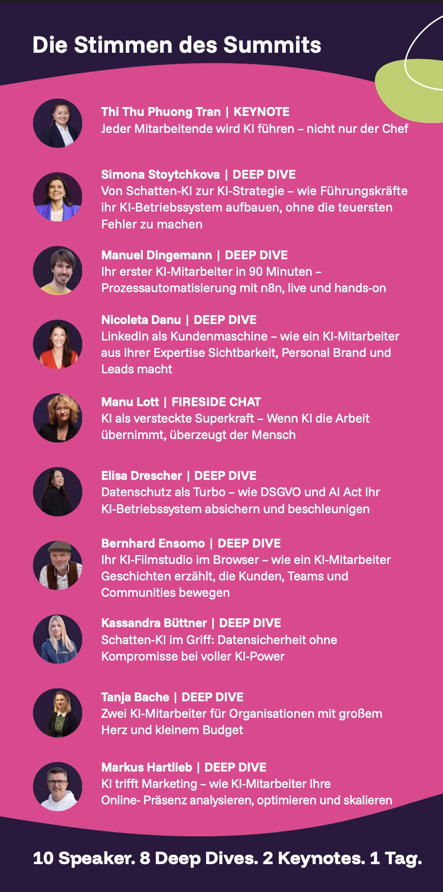 Liste mit Speaker:innen des KI Summit Mitteldeutschland 2026